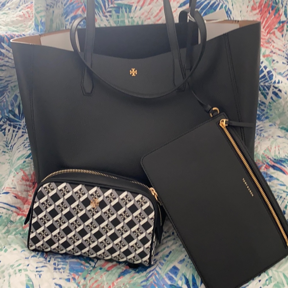 Tory Burch purse with makeup bag
